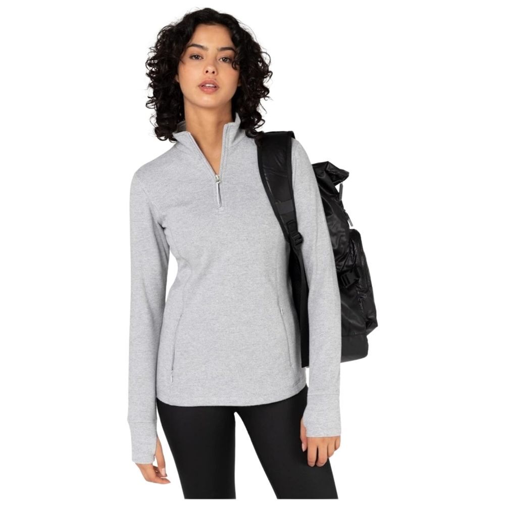 Kyodan Women’s Equinox Zip Double Brushed Jacquard Sweater Neutral Gray Size S